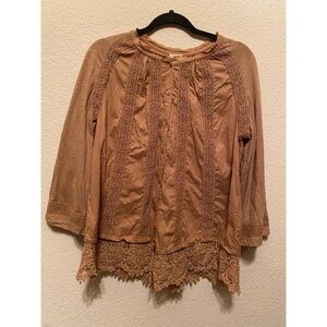 Lavish Brown Lace Detail Blouse
